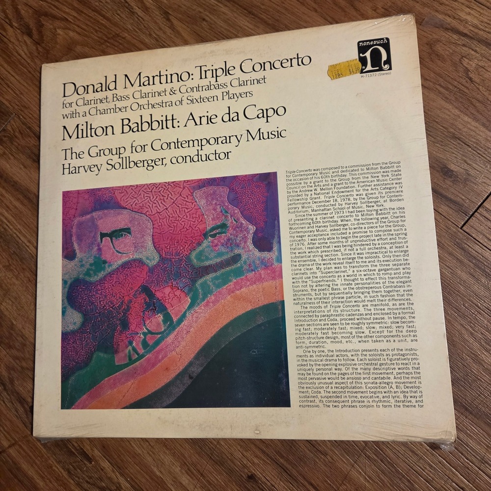 Donald Martino / Milton Babbitt – Triple Concerto / Arie Da 1980 H-71372 Sealed